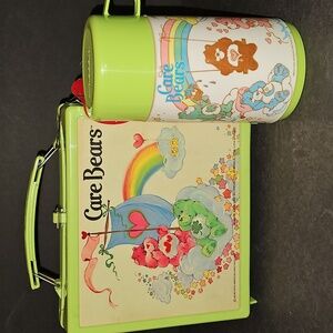 Vintage 1983 ALADDIN Care Bears Green Lunch Box GOOD LUCK LOVE A LOT Bears